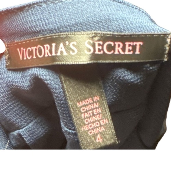 Vintage Y2K Victoria’s Secret Blue Lace Slip Dress Sz 4 Navy Black Slit - Picture 4 of 7